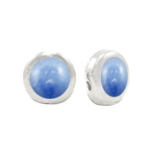 Perles en m&eacute;tal DQ Bleu nacr&eacute;-argent&eacute; antique (sans nickel)