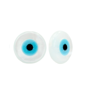 Perles coquillage disque "evil eye" Blanc
