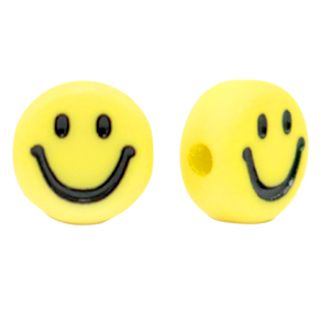 Perles lettres acryliques smiley Jaune-noir