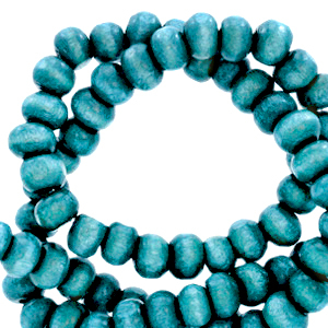 Perles en bois rond 6mm Bleu cyan