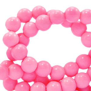 Perles en verre 6 mm opaque Rose n&eacute;on
