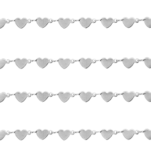 Appr&ecirc;ts en acier Inox cha&icirc;ne maille jaseron coeurs Argent&eacute;