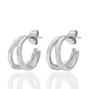 Boucles d'oreilles puces en acier inox cr&eacute;oles Argent&eacute;