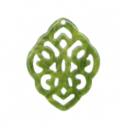 Pendentifs en r&eacute;sine losange baroque Vert olive 