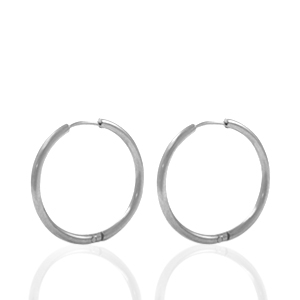 Boucles d'oreilles en acier Inox cr&eacute;oles 18mm Argent&eacute;