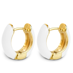 Boucles d'oreilles tendance &eacute;maill&eacute;e 15mm Blanc-dor&eacute;