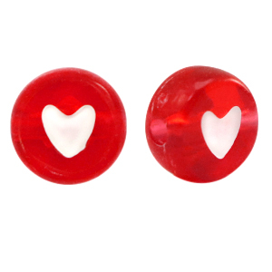 Perles lettres acryliques coeur Rouge