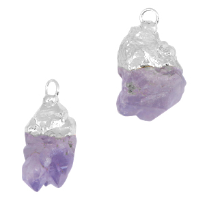Pierres naturelles pendentifs Violet-argent&eacute;