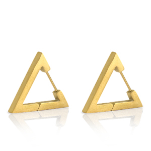 Boucles d'oreilles en acier Inox triangle Dor&eacute;