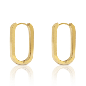 Boucles d'oreilles en acier Inox ovale Dor&eacute;