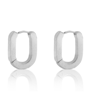 Boucles d'oreilles en acier Inox ovale Argent&eacute;