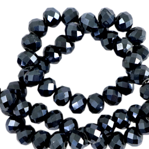 Perles &agrave; facettes 8x6mm disque Heishi Noir-pearl shine coating