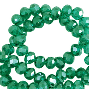 Perles &agrave; facettes 4x3mm disque Heishi Vert lac-pearl shine coating