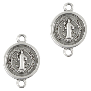 Breloques en m&eacute;tal DQ connecteur religieuse 14mm Argent&eacute; antique (sans nickel)