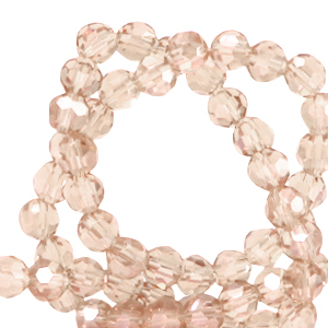 Perles &agrave; facettes rondes 4mm Beige latte-pearl shine coating