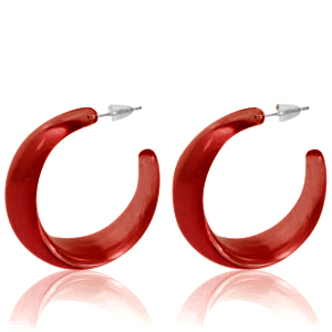 Boucles d'oreilles tendance cr&eacute;oles Rouge rubis