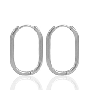 Boucles d'oreilles en acier inox cr&eacute;oles ovale Argent&eacute;