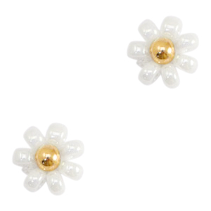 Perles Miyuki fleur 8mm Blanc-dor&eacute;