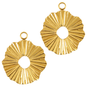 Breloques en acier Inox 17mm Dor&eacute;