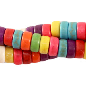 Pierres naturelles howlite disc 8x3mm Multicolore