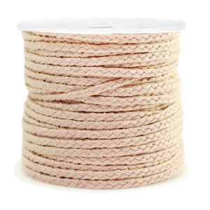 Fil macram&eacute; tress&eacute; 2mm Dor&eacute;-rose clair
