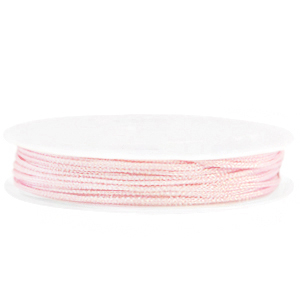 Fil macram&eacute; tress&eacute; 1mm Rose tendre m&eacute;tallique