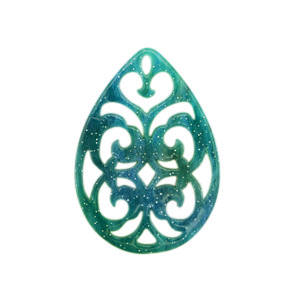 Pendentifs en r&eacute;sine goutte baroque 38x27mm Vert oc&eacute;an