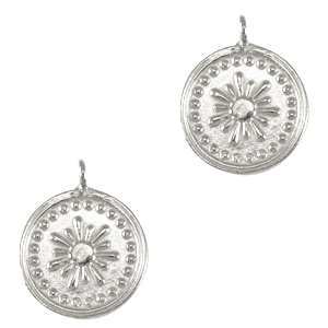 Breloques en m&eacute;tal DQ fleur Argent&eacute; antique (sans nickel)