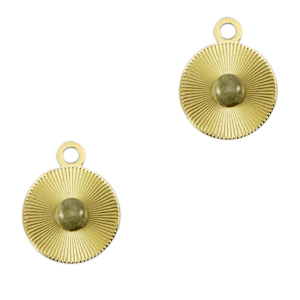 Breloques en acier Inox 12mm avec pierre naturelle Dor&eacute;-gris horizon