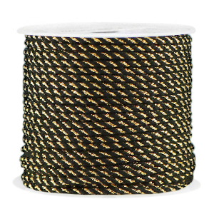 Fil macram&eacute; torsad&eacute; 2mm Dor&eacute;-noir