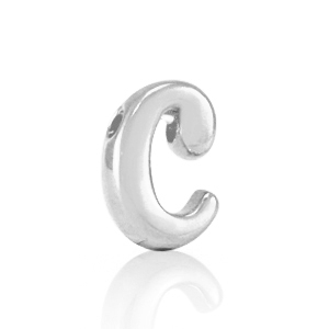 Perles alphabet en m&eacute;tal DQ C Argent&eacute; antique (sans nickel)