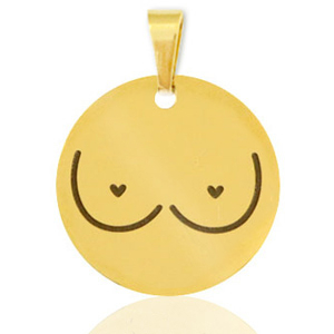 Breloques en acier Inox seins Dor&eacute;