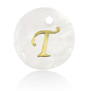 Pendentifs coquillage specials lettre T Dor&eacute;-blanc (couleur naturelle)
