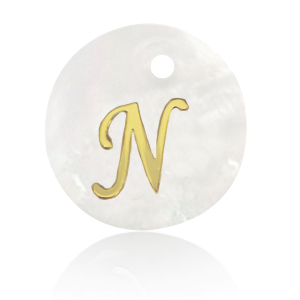 Pendentifs coquillage specials lettre N Dor&eacute;-blanc (couleur naturelle)