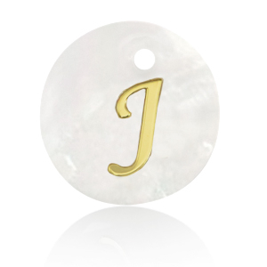 Pendentifs coquillage specials lettre J Dor&eacute;-blanc (couleur naturelle)