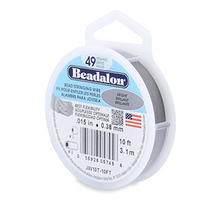 Beadalon stringing wire 49 strand 0.38mm Acier inox clair