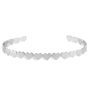 Bracelets en acier inox coeur Argent&eacute;