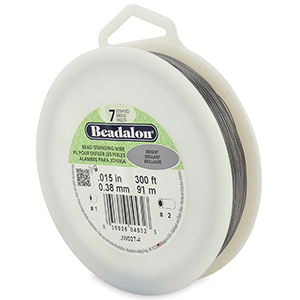 Beadalon stringing wire 7 strand 0.38mm Acier inox clair