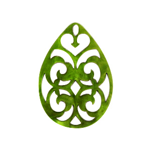 Pendentifs en r&eacute;sine goutte baroque 38x27mm Vert guacamole