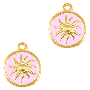 Breloques en m&eacute;tal DQ soleil Dor&eacute;-rose lilas (sans nickel)