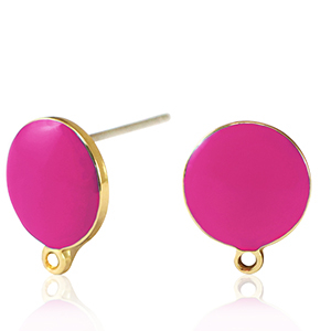 Appr&ecirc;ts en m&eacute;tal DQ puce d'oreille Dor&eacute;-rose fuchsia n&eacute;on (sans nickel)