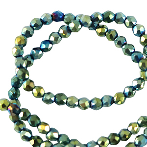 Perles &agrave; facettes rondes 2mm Multicolore vert-AB Coating