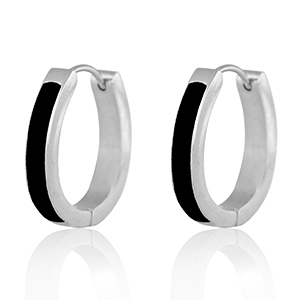 Boucles d'oreilles en acier Inox Noir-argent&eacute;