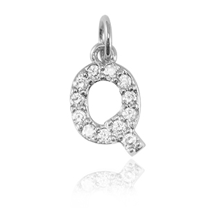 M&eacute;tal TQ laiton breloques lettre Q Argent&eacute;