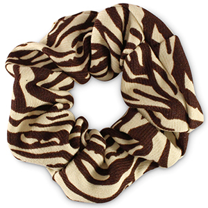 Chouchous pour cheveux imprim&eacute; zebra Blanc cachemire-marron