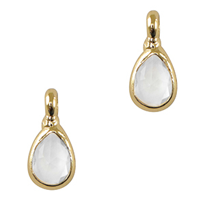 Pendentifs en verre Crystal Glass goutte Cristal-dor&eacute;