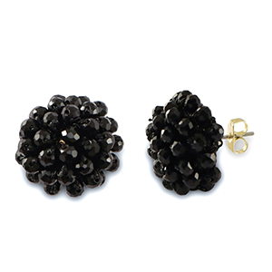 Boucles d&rsquo;oreilles facett&eacute;es avec anneau Noir