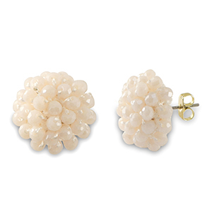 Boucles d&rsquo;oreilles facett&eacute;es avec anneau Rose nude