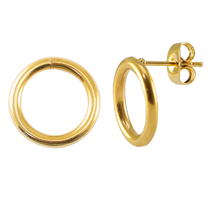 Appr&ecirc;ts en acier Inox boucles d'oreilles / puces d&rsquo;oreilles 14mm Dor&eacute;