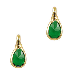 Pendentifs en verre Crystal Glass goutte Vert-dor&eacute;